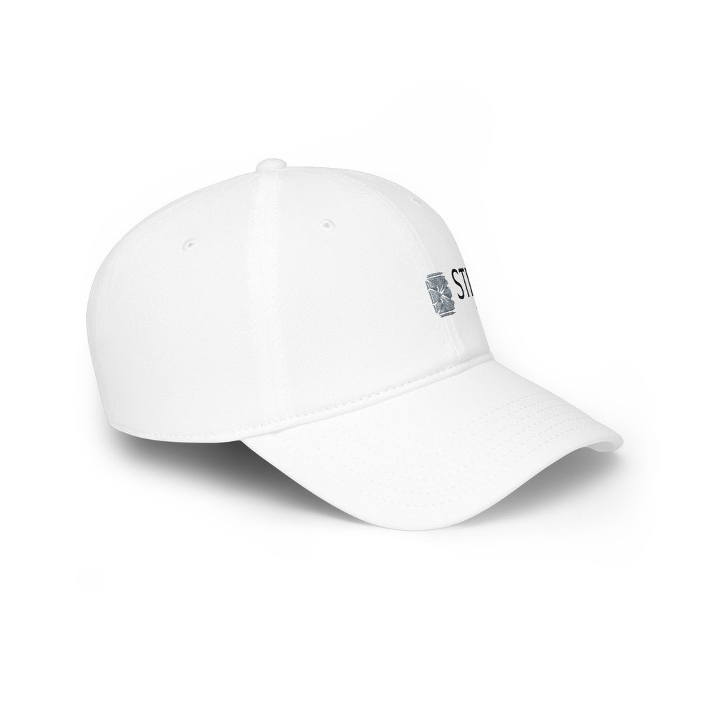 Low Profile Cap with Stig Rock Logo — Minimalist White Baseball Hat