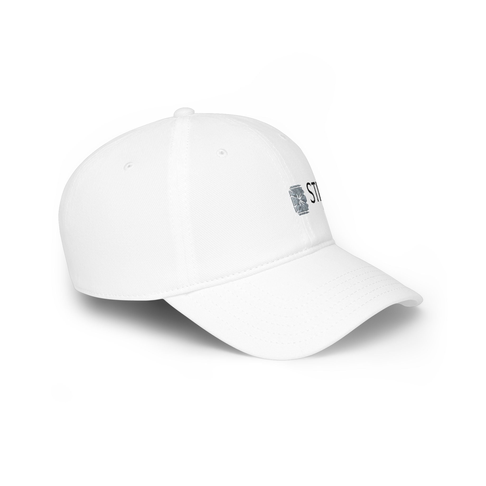 Low Profile Cap with Stig Rock Logo — Minimalist White Baseball Hat
