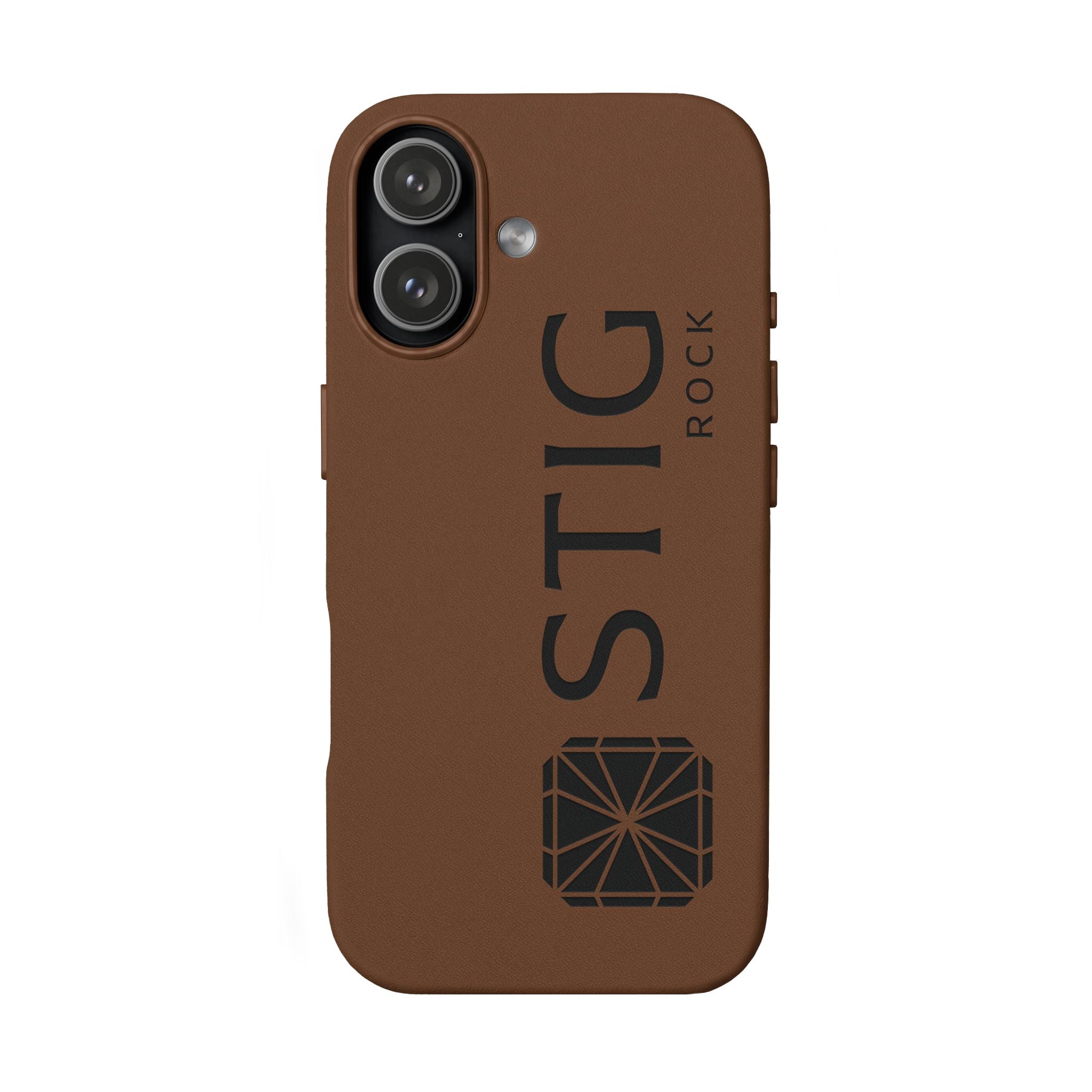 Engraved PU Leather Phone Case — 'STIG' Logo Protective Cover