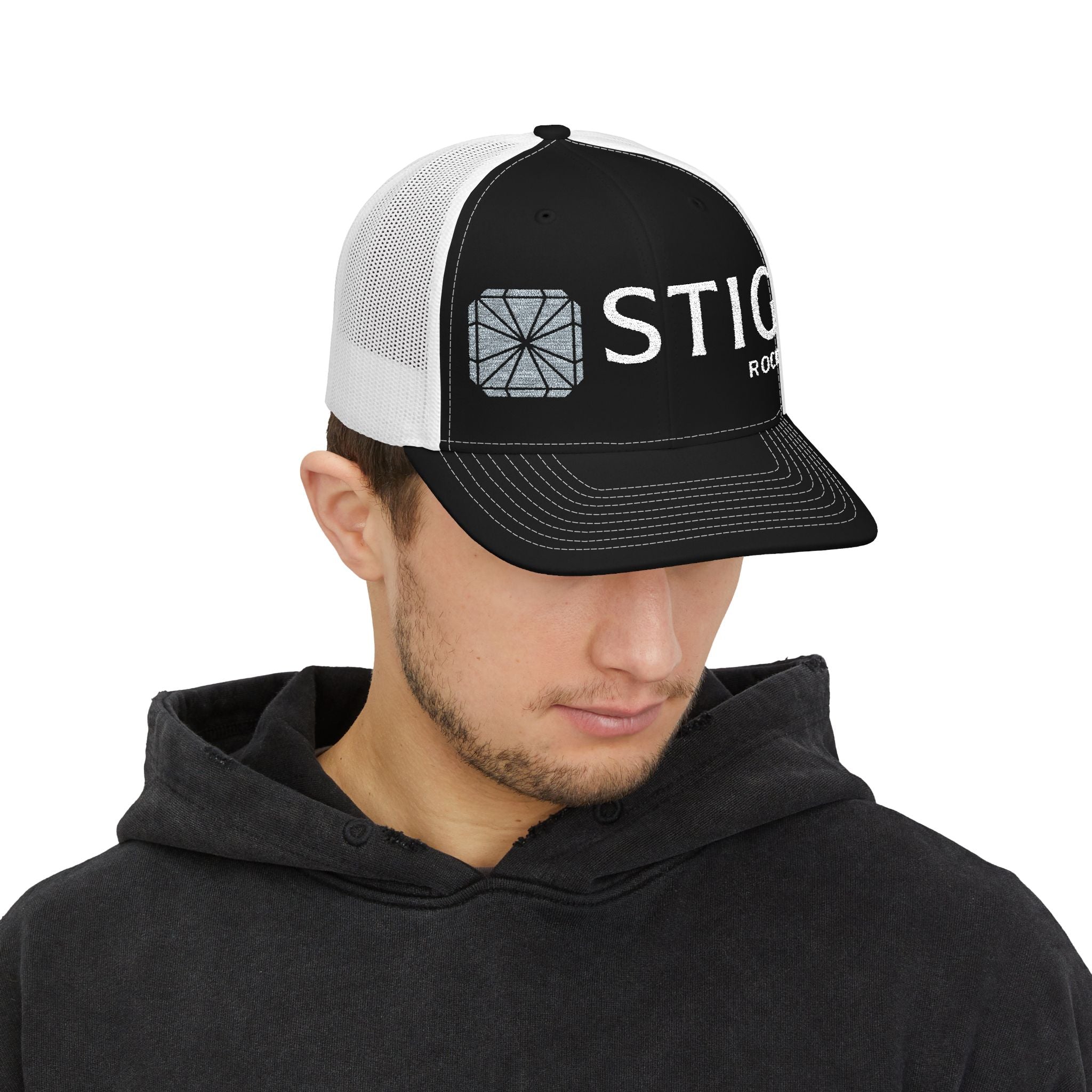 STIG Rock Snapback Trucker Cap – Embroidered Band Logo Hat